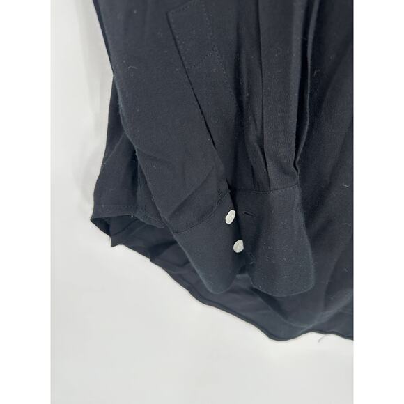 J.Crew Factory Top Women SMALL Black Long Sleeve Button Cuff Viscose Blouse - Picture 4 of 8